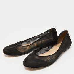 Pre Owned Fendi Black Mesh and Suede Ballet Flats Size 40