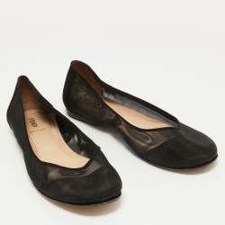 Pre Owned Fendi Black Mesh and Suede Ballet Flats Size 40