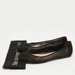 Pre Owned Fendi Black Mesh and Suede Ballet Flats Size 40