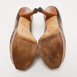 Pre Owned Fendi Tricolor Python Fendista Platform Pumps Size 38 