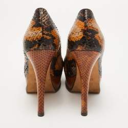 Pre Owned Fendi Tricolor Python Fendista Platform Pumps Size 38 