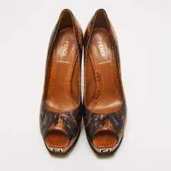 Pre Owned Fendi Tricolor Python Fendista Platform Pumps Size 38 