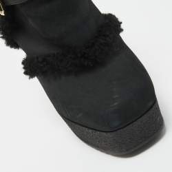Pre Owned Fendi Black Nubuck and Leather Platform Booties Size 38 