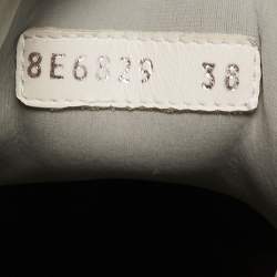 Pre Owned Fendi Grey/Black Leather and FF Fabric T-Rex Sneakers Size 38