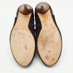 Pre Owned Fendi Black Suede and Patent Leather Ankle Booties Size 38.5