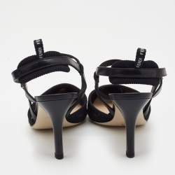 Fendi Black Mesh and Leather Colibri Lite Slingback Pumps Size 40