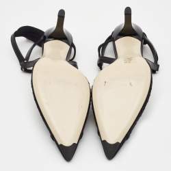 Fendi Black Mesh and Leather Colibri Lite Slingback Pumps Size 40