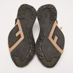 Pre Owned Fendi Black/Pink Suede and Nylon Flow Sneakers Size 39