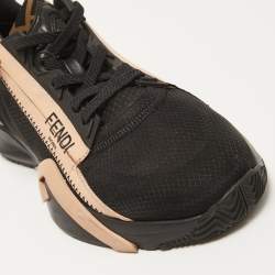 Pre Owned Fendi Black/Pink Suede and Nylon Flow Sneakers Size 39