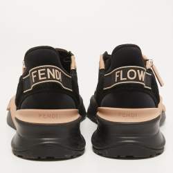 Pre Owned Fendi Black/Pink Suede and Nylon Flow Sneakers Size 39