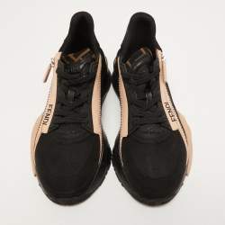 Pre Owned Fendi Black/Pink Suede and Nylon Flow Sneakers Size 39