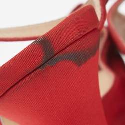 Fendi Red Fabric Bow Ankle Strap Platform Sandals Size 40