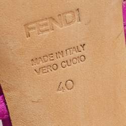 Pre Owned Fendi Magenta Crystal Embellished Satin Strappy Slingback Sandals Size 40