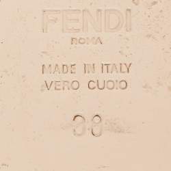 Pre Owned Fendi Grey Satin Logo Embroidered Flat Slides Size 38