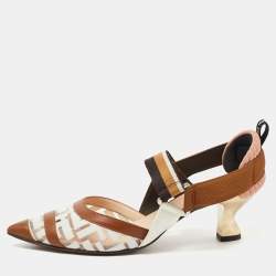 Pre Owned Fendi Brown Leather and PVC Colibri Pumps Size 39