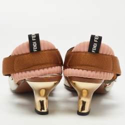 Pre Owned Fendi Brown Leather and PVC Colibri Pumps Size 39