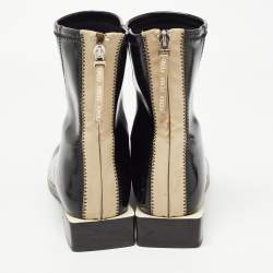 Pre Owned Fendi Black Coated Neoprene Ankle Boots Size 38.5