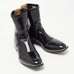 Pre Owned Fendi Black Coated Neoprene Ankle Boots Size 38.5