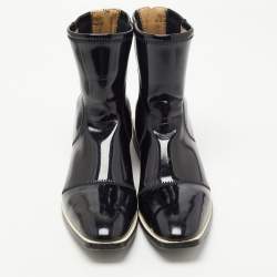 Pre Owned Fendi Black Coated Neoprene Ankle Boots Size 38.5