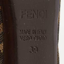Fendi Brown Zucca Canvas Peep Toe Pumps Size 39
