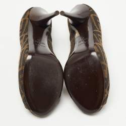Fendi Brown Zucca Canvas Peep Toe Pumps Size 39