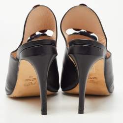 Fendi Black Leather Flowerland Mules Size 40