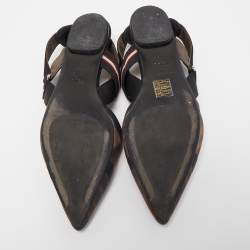 Fendi Black/Brown Zucca Mesh and Canvas Colibri Slingback Flats Size 39