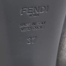 Fendi Grey Leather Platform Ankle Strap Sandals Size 37
