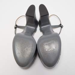 Fendi Grey Leather Platform Ankle Strap Sandals Size 37