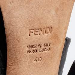 Pre Owned Fendi Green Leather Bow Peep Toe Slingback Platform Sandals Size 40