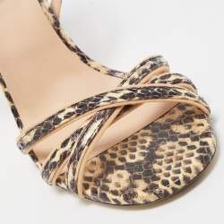 Pre Owned Fendi Black/Beige Python Strappy Sandals Size 37