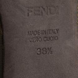 Pre Owned Fendi Brown/Black Zucca Canvas and Leather Cap Toe Flats Size 38.5