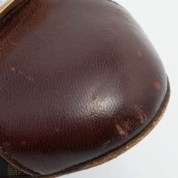 Pre Owned Fendi Brown/Black Zucca Canvas and Leather Cap Toe Flats Size 38.5