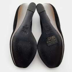 Pre Owned Fendi Black Suede Fendista Wedge Platform Pumps Size 37