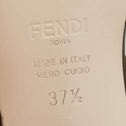 Pre Owned Fendi Multicolor Green Fabric and Nylon Colibri Slingback Sandals Size 37.5