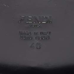 Pre Owned Fendi Black/Brown Suede and Python Cut Out Flat Slides Size 40