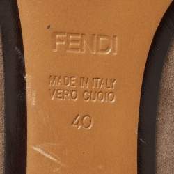 Pre Owned Fendi Brown Suede Studded Heel Smoking Slippers Size 40
