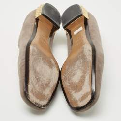 Pre Owned Fendi Brown Suede Studded Heel Smoking Slippers Size 40