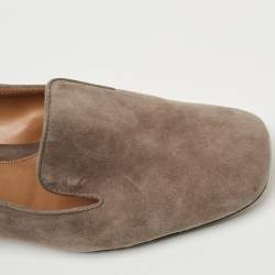 Pre Owned Fendi Brown Suede Studded Heel Smoking Slippers Size 40