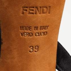 مملوكة مسبقًا Fendi Black Satin Crystal Embellished Slingback Sandals Size 39