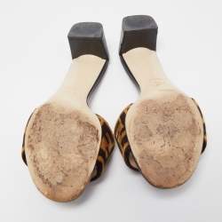 مملوكة مسبقًا Fendi Brown Velvet  FF Logo Slide Sandals Size 39