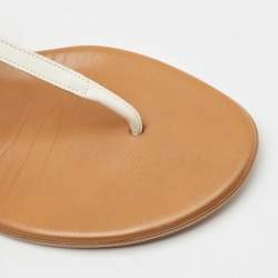 Pre Owned Fendi Brown Leather Bow Detail Ankle Strap Flats Sandals Size 38