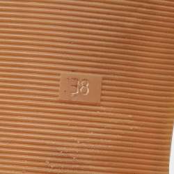 Pre Owned Fendi Brown Leather Bow Detail Ankle Strap Flats Sandals Size 38