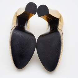 Pre Owned Fendi Metallic Gold Perforated Leather Platform Booties Size 41