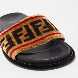 Pre Owned Fendi Brown Velvet Forever Fendi Slide Flats Size 36