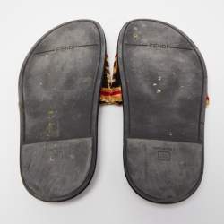 Pre Owned Fendi Brown Velvet Forever Fendi Slide Flats Size 36