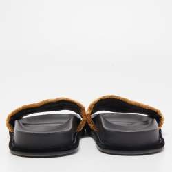 Pre Owned Fendi Brown Velvet Forever Fendi Slide Flats Size 36