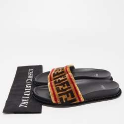 Pre Owned Fendi Brown Velvet Forever Fendi Slide Flats Size 36
