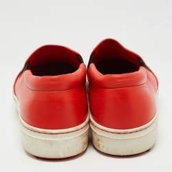 مملوكة مسبقًا Fendi Orange Leather Bag Bug Slip On Sneakers Size 38