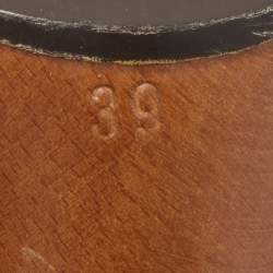 Fendi Brown Zucca Canvas and Patent Leather Platform Slide Size 39